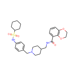 O=C(NCC1CCN(Cc2ccc(NS(=O)(=O)C3CCCCC3)cc2)CC1)c1cccc2c1OCCO2 ZINC000299829430