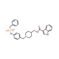 O=C(NCC1CCN(Cc2ccc(NS(=O)(=O)Cc3ccccc3)cc2)CC1)c1c[nH]c2ccccc12 ZINC000299832773