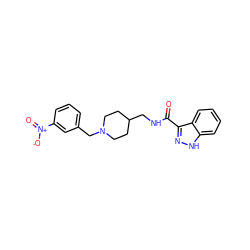 O=C(NCC1CCN(Cc2cccc([N+](=O)[O-])c2)CC1)c1n[nH]c2ccccc12 ZINC001772597805