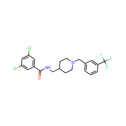 O=C(NCC1CCN(Cc2cccc(C(F)(F)F)c2)CC1)c1cc(Cl)cc(Cl)c1 ZINC000040956959