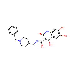 O=C(NCC1CCN(Cc2ccccc2)CC1)c1c(O)c2cc(O)c(O)cc2[nH]c1=O ZINC000169312694