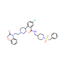 O=C(NCC1CCN(S(=O)(=O)Cc2ccccc2)CC1)c1cc(Cl)ccc1C1CCN(CCN2C(=O)COc3ccccc32)CC1 ZINC000028826525