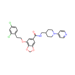 O=C(NCC1CCN(c2ccncc2)CC1)c1cc(OCCc2ccc(Cl)cc2Cl)c2c(c1)OCO2 ZINC000014953525