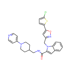 O=C(NCC1CCN(c2ccncc2)CC1)c1cc2ccccc2n1Cc1cc(-c2ccc(Cl)s2)on1 ZINC000014959710