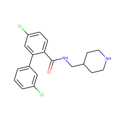 O=C(NCC1CCNCC1)c1ccc(Cl)cc1-c1cccc(Cl)c1 ZINC000049035779