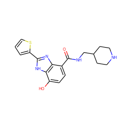 O=C(NCC1CCNCC1)c1ccc(O)c2[nH]c(-c3cccs3)nc12 ZINC000118655101