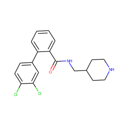 O=C(NCC1CCNCC1)c1ccccc1-c1ccc(Cl)c(Cl)c1 ZINC000049034757