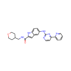 O=C(NCC1CCOCC1)c1cc2cc(Nc3nccc(-c4ccccn4)n3)ccc2[nH]1 ZINC000144221662