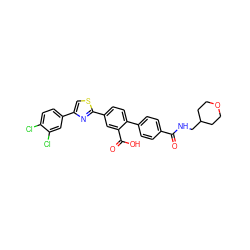 O=C(NCC1CCOCC1)c1ccc(-c2ccc(-c3nc(-c4ccc(Cl)c(Cl)c4)cs3)cc2C(=O)O)cc1 ZINC000205045418