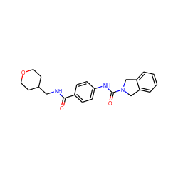 O=C(NCC1CCOCC1)c1ccc(NC(=O)N2Cc3ccccc3C2)cc1 ZINC000167506652