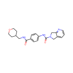 O=C(NCC1CCOCC1)c1ccc(NC(=O)N2Cc3cccnc3C2)cc1 ZINC000167517974