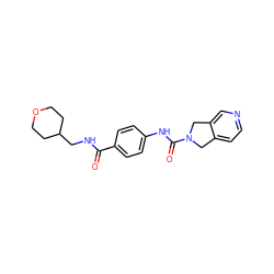 O=C(NCC1CCOCC1)c1ccc(NC(=O)N2Cc3ccncc3C2)cc1 ZINC000166865132