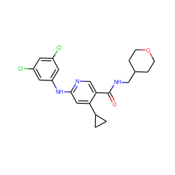 O=C(NCC1CCOCC1)c1cnc(Nc2cc(Cl)cc(Cl)c2)cc1C1CC1 ZINC000040919262