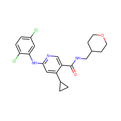 O=C(NCC1CCOCC1)c1cnc(Nc2cc(Cl)ccc2Cl)cc1C1CC1 ZINC000040935632