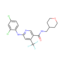 O=C(NCC1CCOCC1)c1cnc(Nc2ccc(Cl)cc2Cl)cc1C(F)(F)F ZINC000040936033