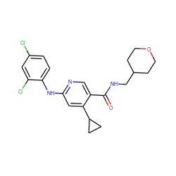 O=C(NCC1CCOCC1)c1cnc(Nc2ccc(Cl)cc2Cl)cc1C1CC1 ZINC000040395019