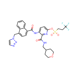 O=C(NCC1CCOCC1)c1nc(OS(=O)(=O)CCC(F)(F)F)ccc1NC(=O)c1ccc(Cn2ccnn2)c2ccccc12 ZINC000095593689