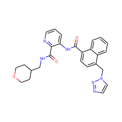 O=C(NCC1CCOCC1)c1ncccc1NC(=O)c1ccc(Cn2ccnn2)c2ccccc12 ZINC000095593534