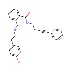 O=C(NCCC#Cc1ccccc1)c1ccccc1CNCCc1ccc(O)cc1 ZINC000013589126