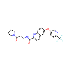 O=C(NCCC(=O)N1CCCC1)c1ccc2cc(Oc3ccc(C(F)(F)F)nc3)ccc2n1 ZINC001772619410