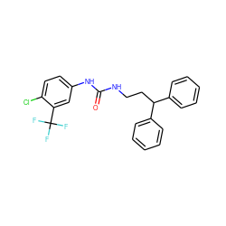 O=C(NCCC(c1ccccc1)c1ccccc1)Nc1ccc(Cl)c(C(F)(F)F)c1 ZINC000095601455