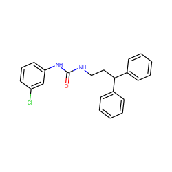 O=C(NCCC(c1ccccc1)c1ccccc1)Nc1cccc(Cl)c1 ZINC000005602373