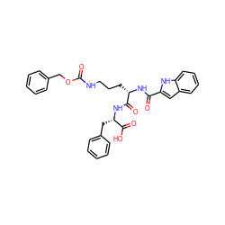 O=C(NCCC[C@H](NC(=O)c1cc2ccccc2[nH]1)C(=O)N[C@@H](Cc1ccccc1)C(=O)O)OCc1ccccc1 ZINC000028477415