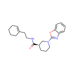 O=C(NCCC1=CCCCC1)[C@@H]1CCCN(c2nc3ccccc3o2)C1 ZINC000002912594