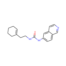 O=C(NCCC1=CCCCC1)Nc1ccc2cnccc2c1 ZINC001772653645