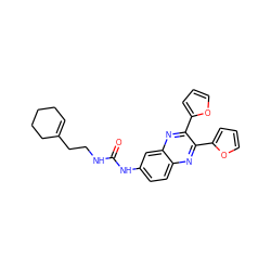 O=C(NCCC1=CCCCC1)Nc1ccc2nc(-c3ccco3)c(-c3ccco3)nc2c1 ZINC000000980353