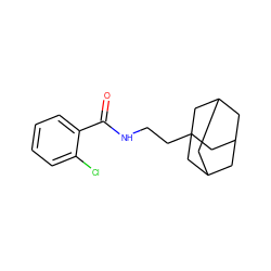 O=C(NCCC12CC3CC(CC(C3)C1)C2)c1ccccc1Cl ZINC000004892190