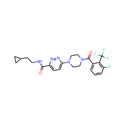 O=C(NCCC1CC1)c1ccc(N2CCN(C(=O)c3cccc(F)c3C(F)(F)F)CC2)nn1 ZINC000038335865