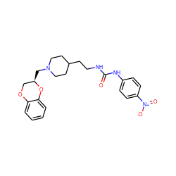 O=C(NCCC1CCN(C[C@@H]2COc3ccccc3O2)CC1)Nc1ccc([N+](=O)[O-])cc1 ZINC000013813652