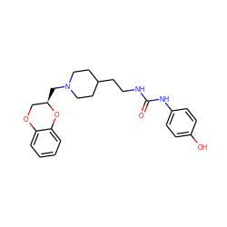 O=C(NCCC1CCN(C[C@@H]2COc3ccccc3O2)CC1)Nc1ccc(O)cc1 ZINC000013813646