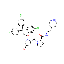 O=C(NCCC1CCNCC1)[C@H]1CCCN1C(=O)[C@@H]1C[C@@H](O)CN1C(=O)CC(c1ccc(Cl)cc1)(c1ccc(Cl)cc1)c1ccc(Cl)cc1 ZINC000034802110