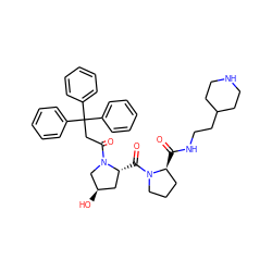 O=C(NCCC1CCNCC1)[C@H]1CCCN1C(=O)[C@@H]1C[C@@H](O)CN1C(=O)CC(c1ccccc1)(c1ccccc1)c1ccccc1 ZINC000034802109