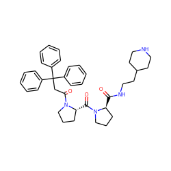 O=C(NCCC1CCNCC1)[C@H]1CCCN1C(=O)[C@@H]1CCCN1C(=O)CC(c1ccccc1)(c1ccccc1)c1ccccc1 ZINC000034802308