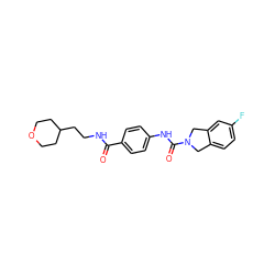 O=C(NCCC1CCOCC1)c1ccc(NC(=O)N2Cc3ccc(F)cc3C2)cc1 ZINC000165649731