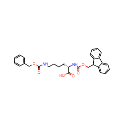 O=C(NCCCC[C@H](NC(=O)OCC1c2ccccc2-c2ccccc21)C(=O)O)OCc1ccccc1 ZINC000004544447