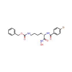 O=C(NCCCC[C@H](NC(=O)c1ccc(Br)cc1)C(=O)NO)OCc1ccccc1 ZINC000040980184