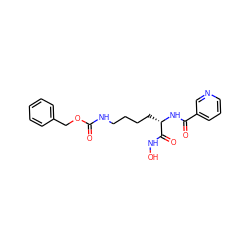 O=C(NCCCC[C@H](NC(=O)c1cccnc1)C(=O)NO)OCc1ccccc1 ZINC000040979837