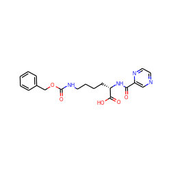 O=C(NCCCC[C@H](NC(=O)c1cnccn1)C(=O)O)OCc1ccccc1 ZINC000040940180