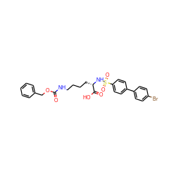 O=C(NCCCC[C@H](NS(=O)(=O)c1ccc(-c2ccc(Br)cc2)cc1)C(=O)O)OCc1ccccc1 ZINC000029395858