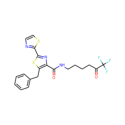 O=C(NCCCCC(=O)C(F)(F)F)c1nc(-c2nccs2)sc1Cc1ccccc1 ZINC000653706701