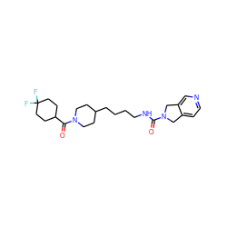 O=C(NCCCCC1CCN(C(=O)C2CCC(F)(F)CC2)CC1)N1Cc2ccncc2C1 ZINC000166736976