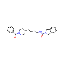 O=C(NCCCCC1CCN(C(=O)c2ccccc2)CC1)N1Cc2ccccc2C1 ZINC000166398816