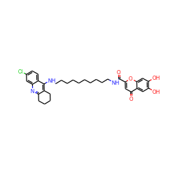 O=C(NCCCCCCCCCCNc1c2c(nc3cc(Cl)ccc13)CCCC2)c1cc(=O)c2cc(O)c(O)cc2o1 ZINC000084633300