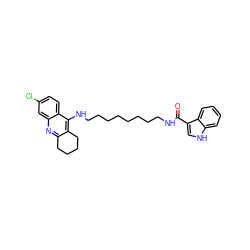 O=C(NCCCCCCCCNc1c2c(nc3cc(Cl)ccc13)CCCC2)c1c[nH]c2ccccc12 ZINC000013675668