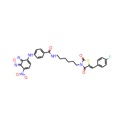 O=C(NCCCCCCN1C(=O)S/C(=C\c2ccc(F)cc2)C1=O)c1ccc(Nc2ccc([N+](=O)[O-])c3nonc23)cc1 ZINC000068244656