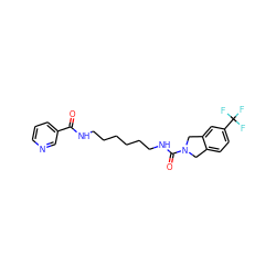 O=C(NCCCCCCNC(=O)N1Cc2ccc(C(F)(F)F)cc2C1)c1cccnc1 ZINC000167153239